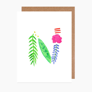 tropical letter n card
