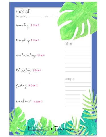 social media planner notepad