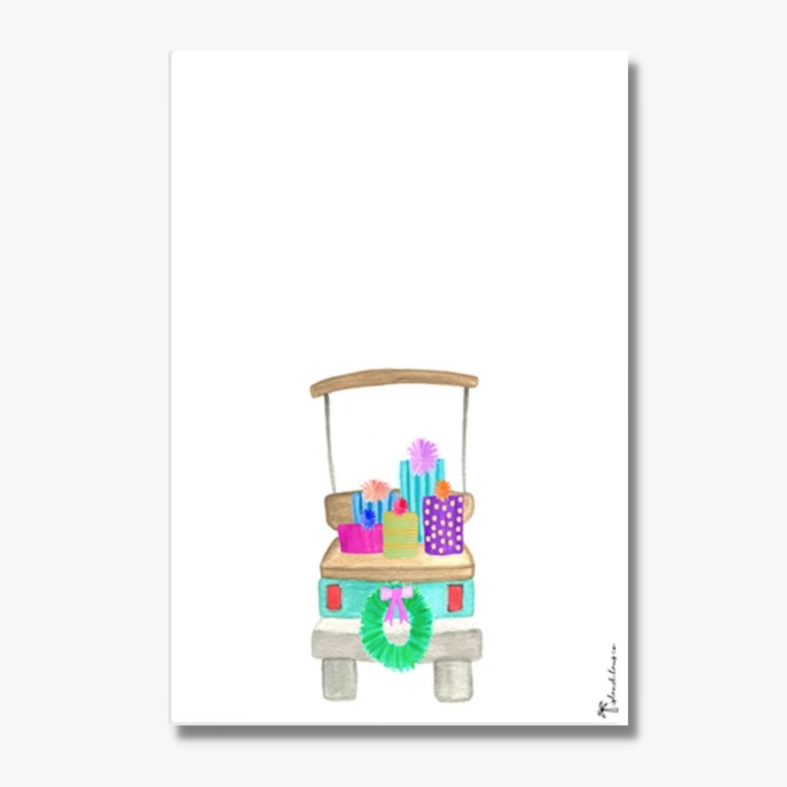 Golf Cart Holiday Tea Towel