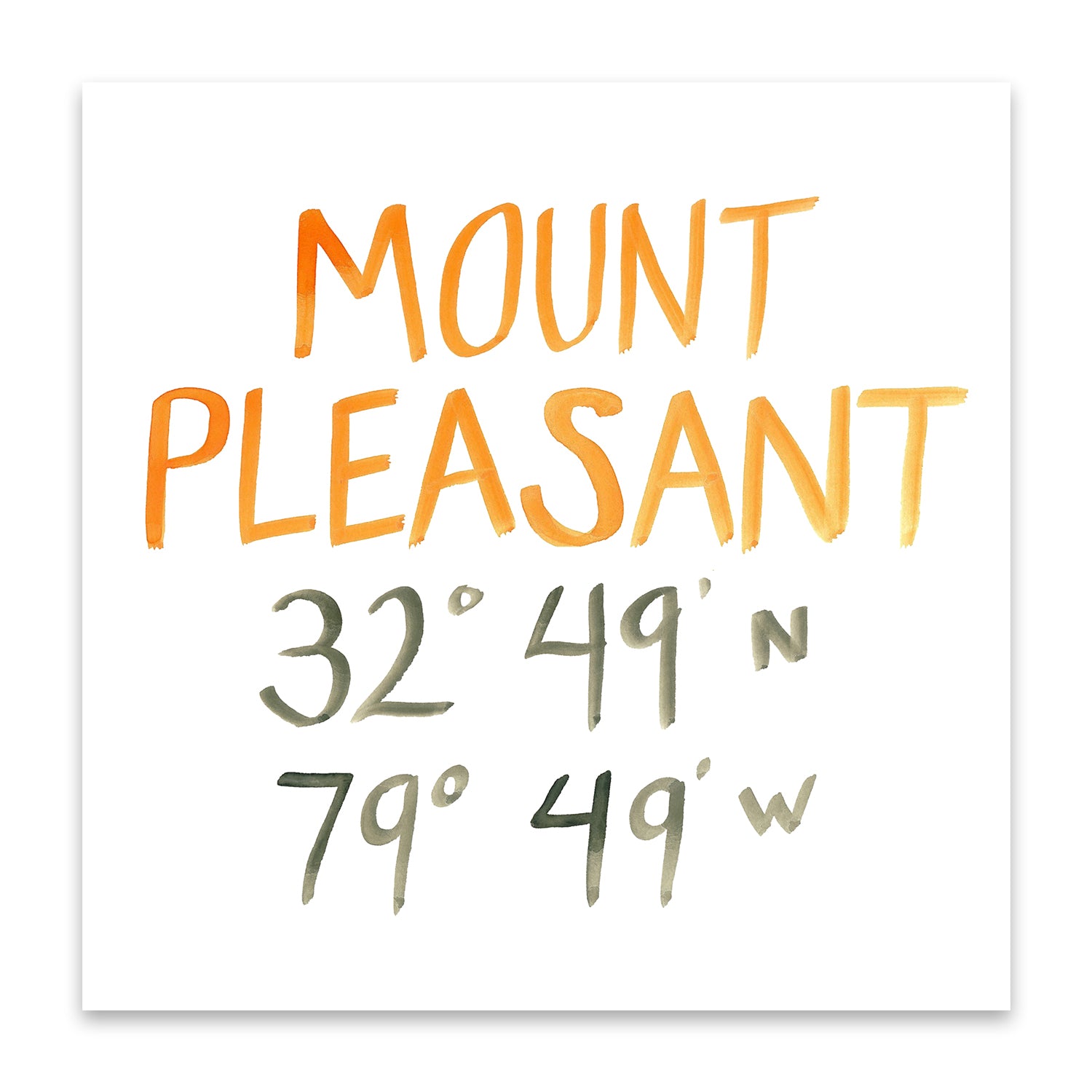 Mount Pleasant coordinate print