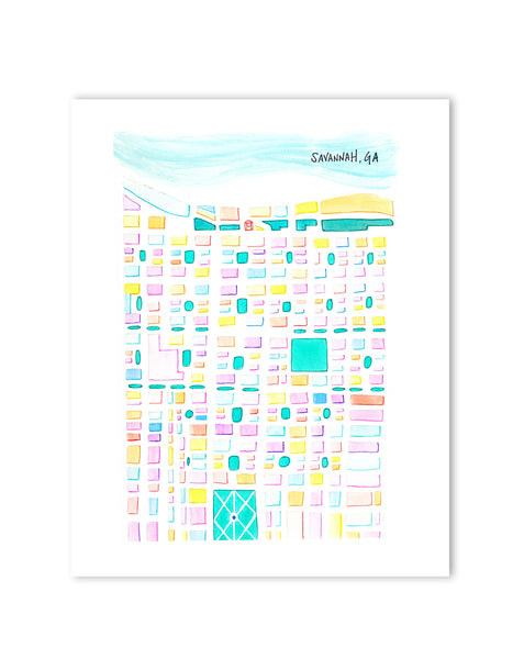 savannah city map print