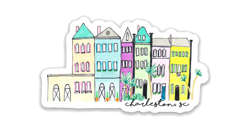 City Souvenir Stickers Rainbow Row Charleston