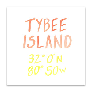 tybee island coordinate print