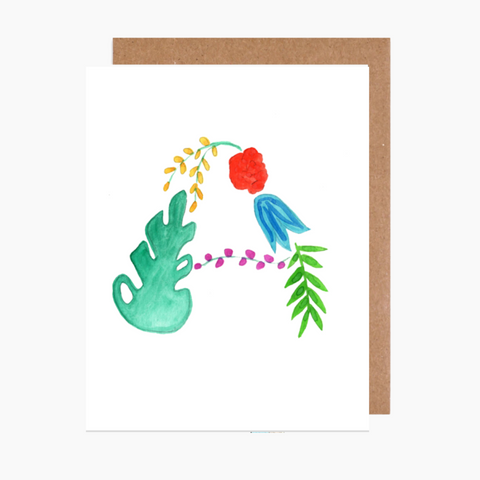 tropical letter a card
