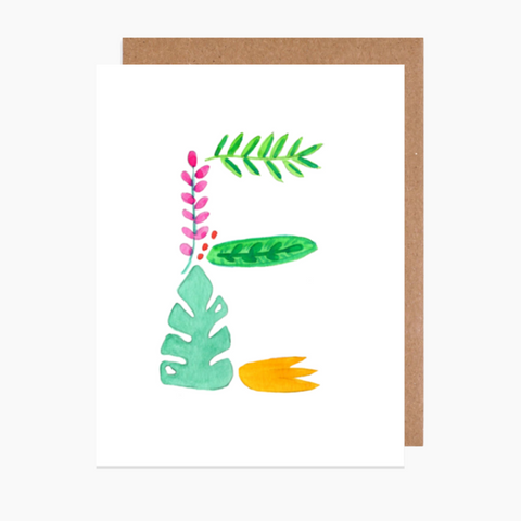 tropical letter e card