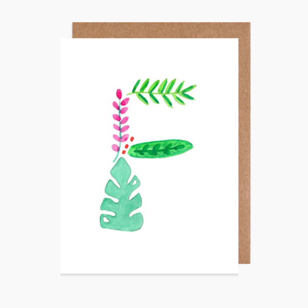 tropical letter f card