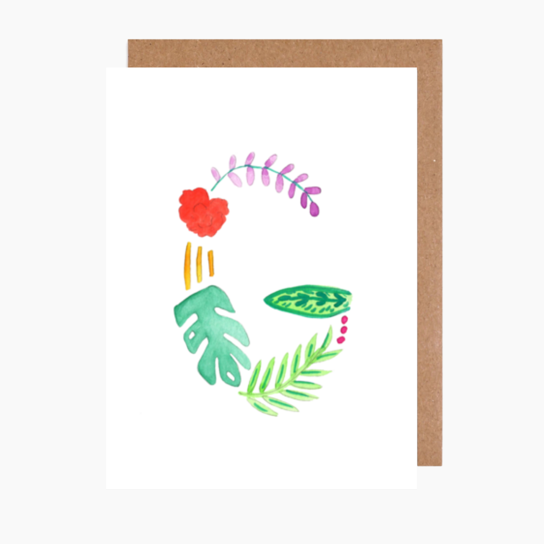 tropical letter g card