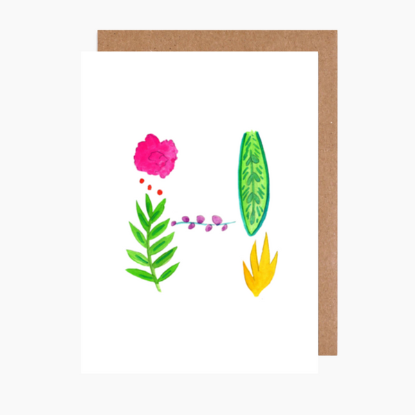 tropical letter h card