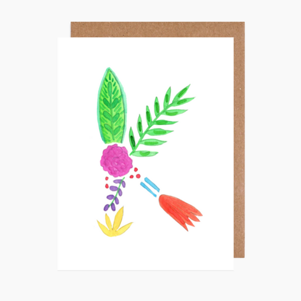 tropical letter K card