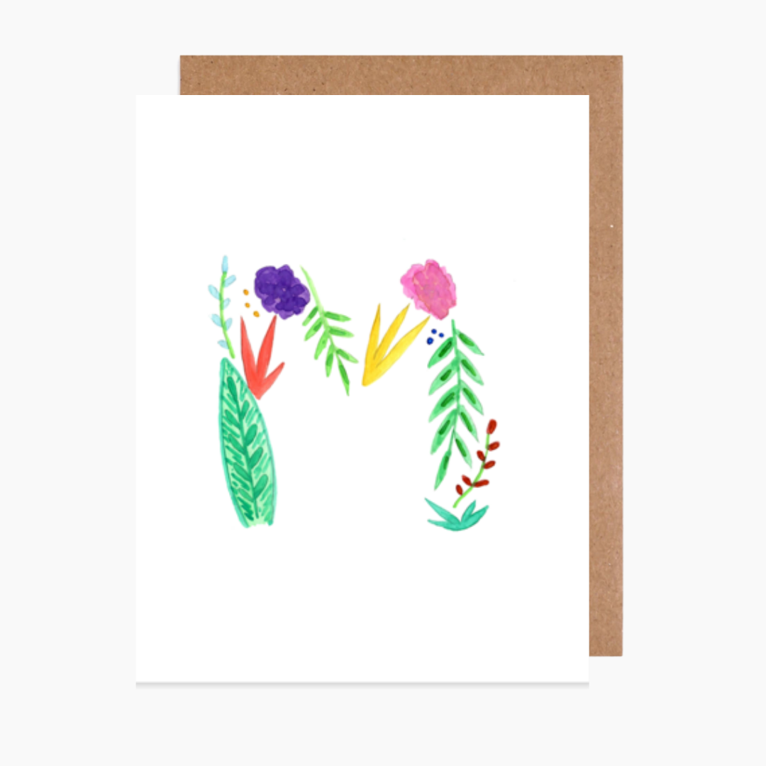 tropical letter m card