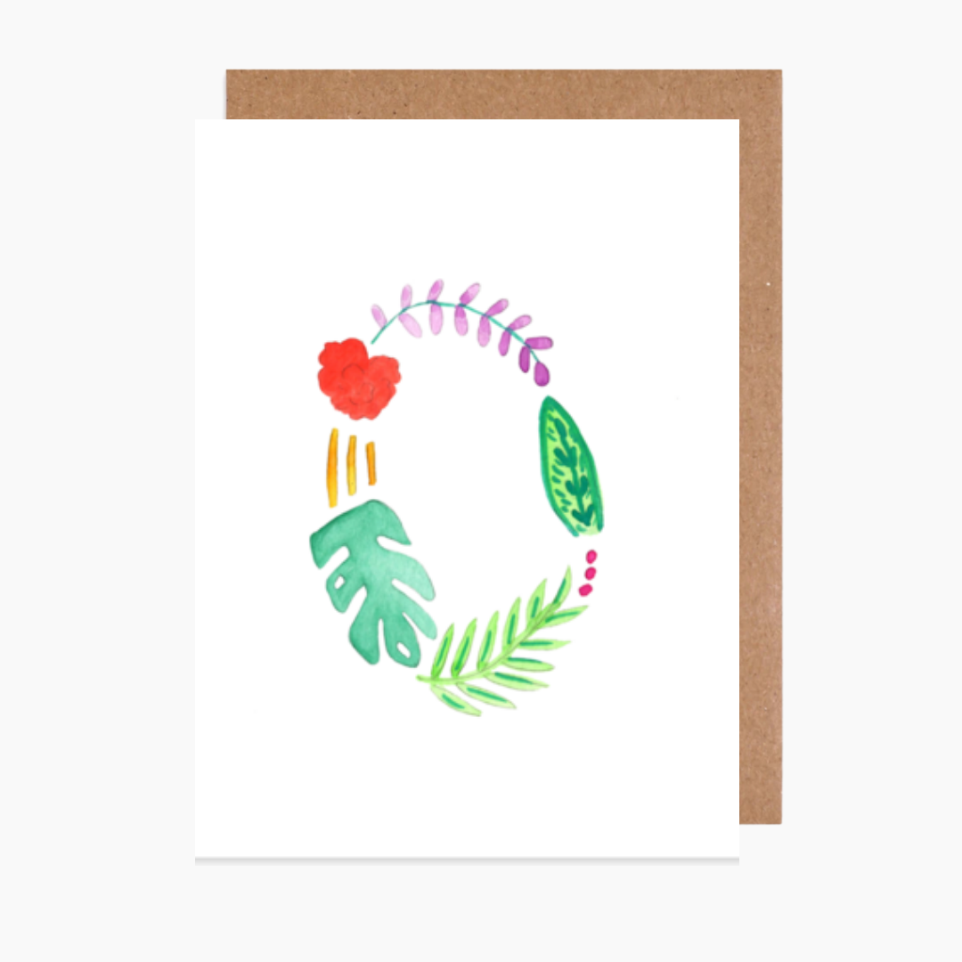 tropical letter o card