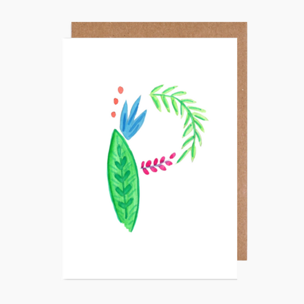 tropical letter p card
