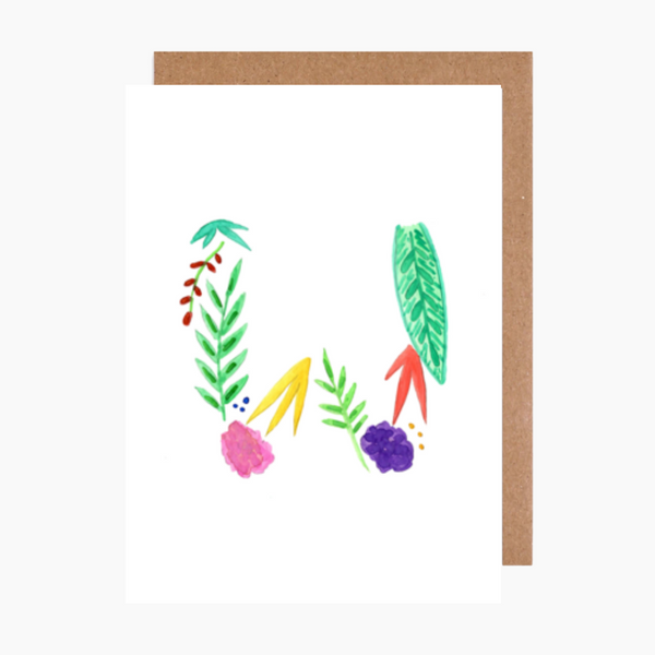 tropical letter w card