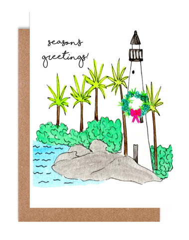 Season's Greetings Lighthouse Holiday Card